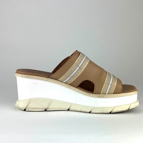 Sorel Dayspring Platform Slide Sandals Tan Leather Size 7.5 - Picture 4 of 14